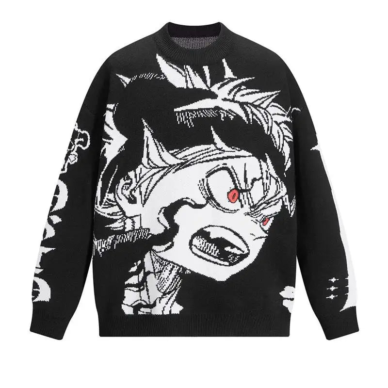 Y2k Oversized Sweater Men Goth Punk Harajuku Graffiti Vintage Knitted Sweater Wool 2023 Winter Unisex Cotton Pullover Streetwear