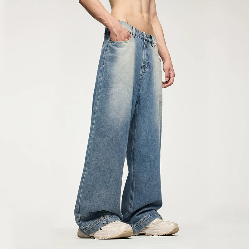 INFLATION Wide Leg Jeans Men High Street Washed Baggy Denim Pants