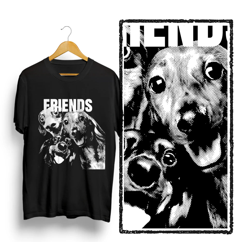 Coolmind U0064-T2 Funny Friends Dog Print Men T Shirt Cool Exclusive Graphic Men Tshirt Big Size Unisex Tee Shirts