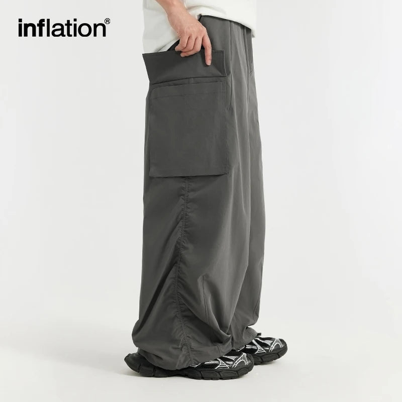 INFLATION Classic Multi Pockets Cargo Men Summer Parachute Pants Trousers