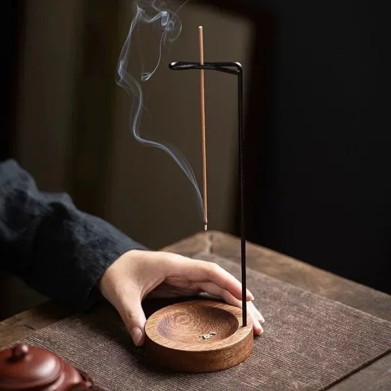 Insence Burner Upside Down Incense Burner Incense Stick Holder Wooden Round Incense Tray Ornament Bedroom Home Yoga Decoration