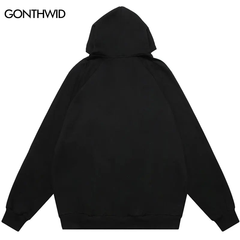 Hip Hop Hoodie Coat Y2K Men Harajuku Embroidery Patch Zipper Hooded Sweatshirt Jacket Streetwear 2024 Fashion Punk Loose Hoodies