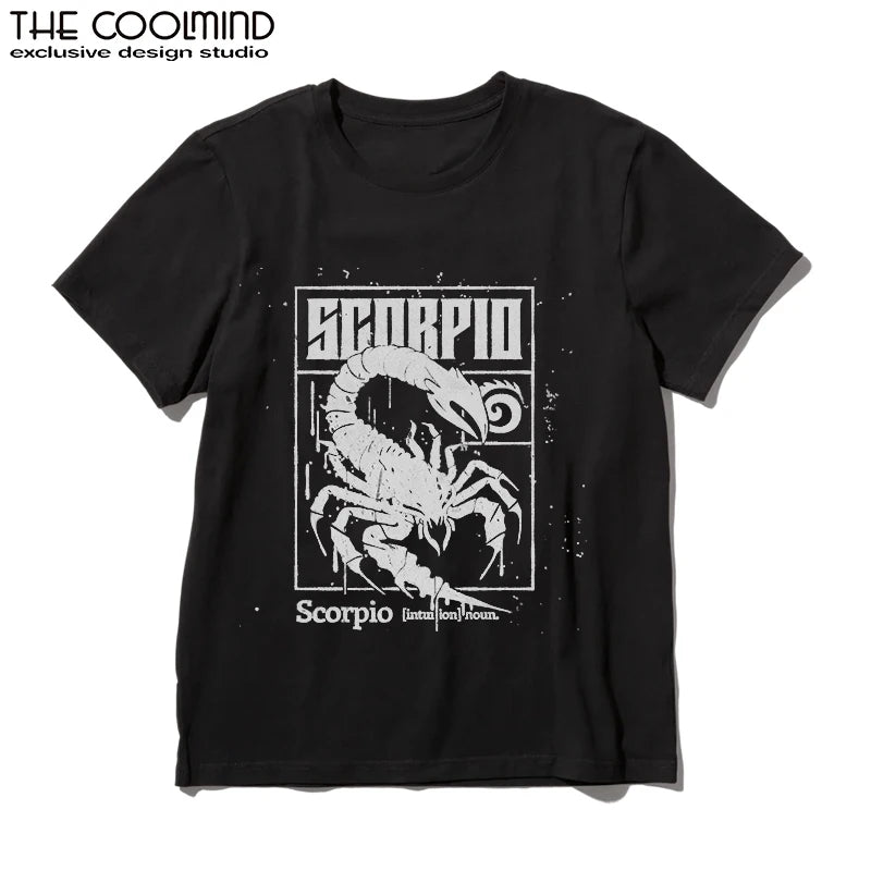 Coolmind U0029-T2 Scorpio Exclusive Graphic Print Men T Shirt Short Sleeve Big Size Men Tshirt Cool Tee Shirt Men