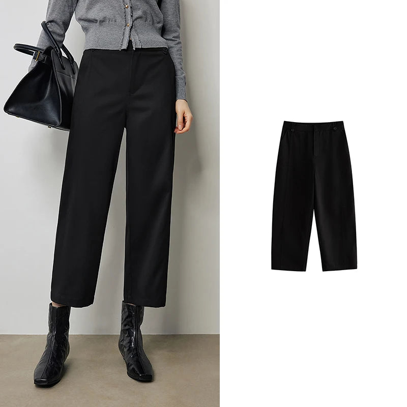 TOYOUTH Women Suit Pants 2024 Autumn New Ankle Length Casual Black Pants