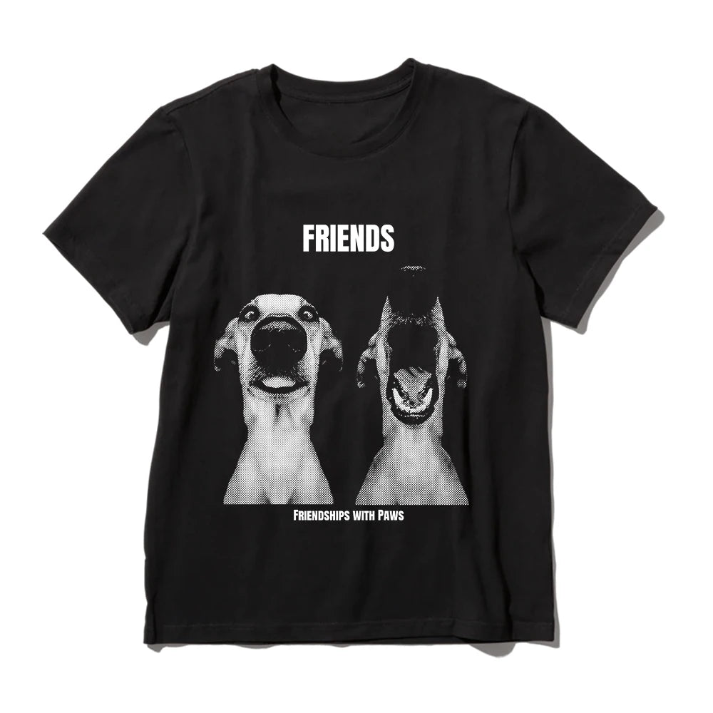 Coolmind U0077-T2 100% Cotton Funny Friends Dog Print Men T Shirt Cool Exclusive Graphic Men Tshirt O-Neck Unisex Tee Shirts