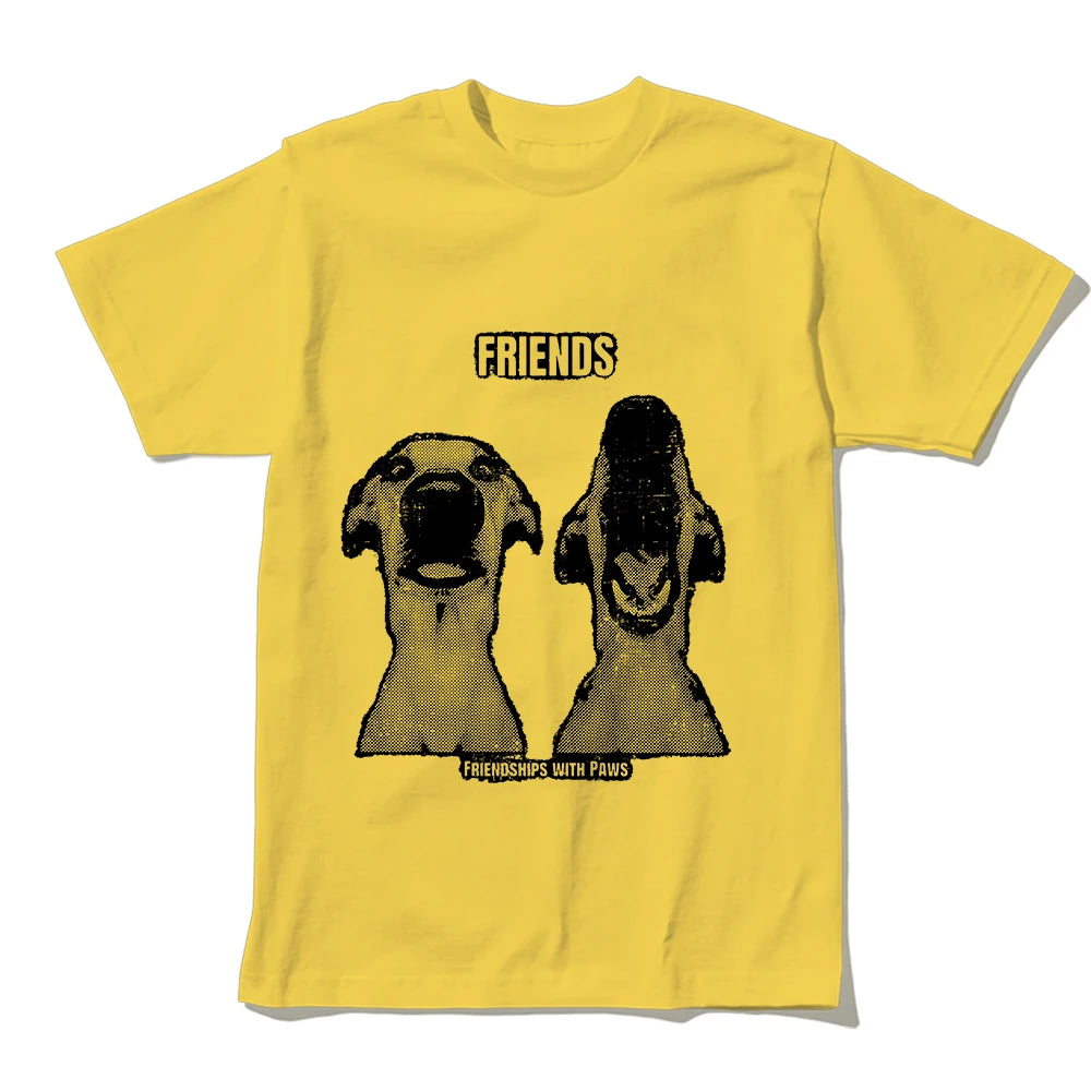 Coolmind U0077-T2 100% Cotton Funny Friends Dog Print Men T Shirt Cool Exclusive Graphic Men Tshirt O-Neck Unisex Tee Shirts