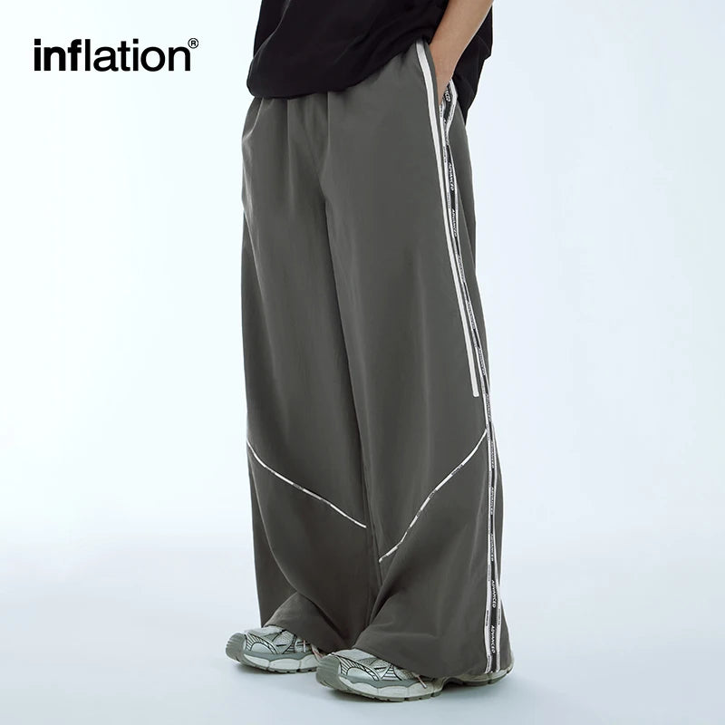 INFLATION Retro Side Splicing Track Pants Men Sportswear Wide Leg Pants