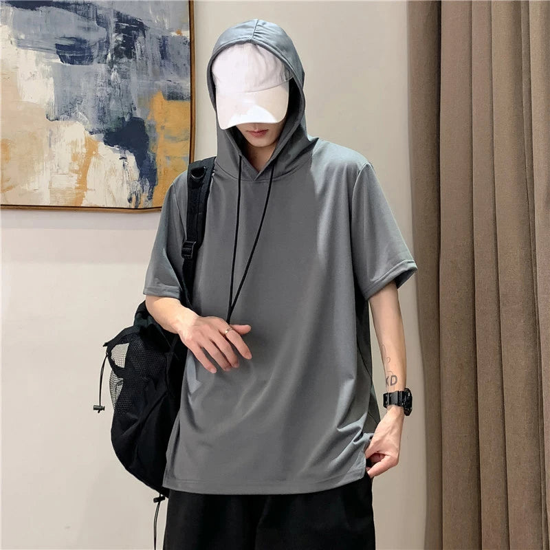 Quick-Dry GYM T-Shirt Sports Streetwear Fashion Oversized 4XL Hoodie T Shirt Black 2024 Summer Short Sleeves Top Tees Tshirt