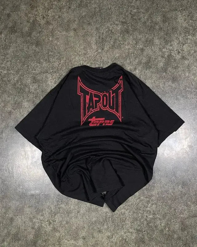 Graphic Tapout T Shirt Y2K Mens Hip Hop Letter Print Oversized TShirt New Harajuku Gothic Round Neck Cotton Short Sleeve Tops