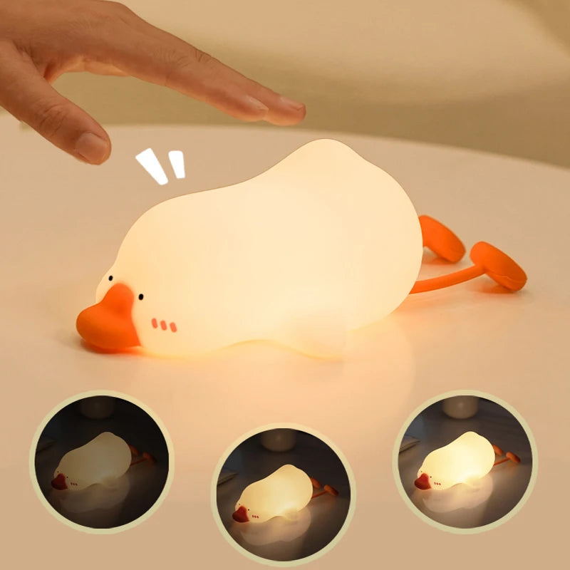 BANDIAN LED Cute Children Night Light Rechargeable Silicone Duck Lamp Child Holiday Gift Sleeping Creative Desktop Decor Lamp