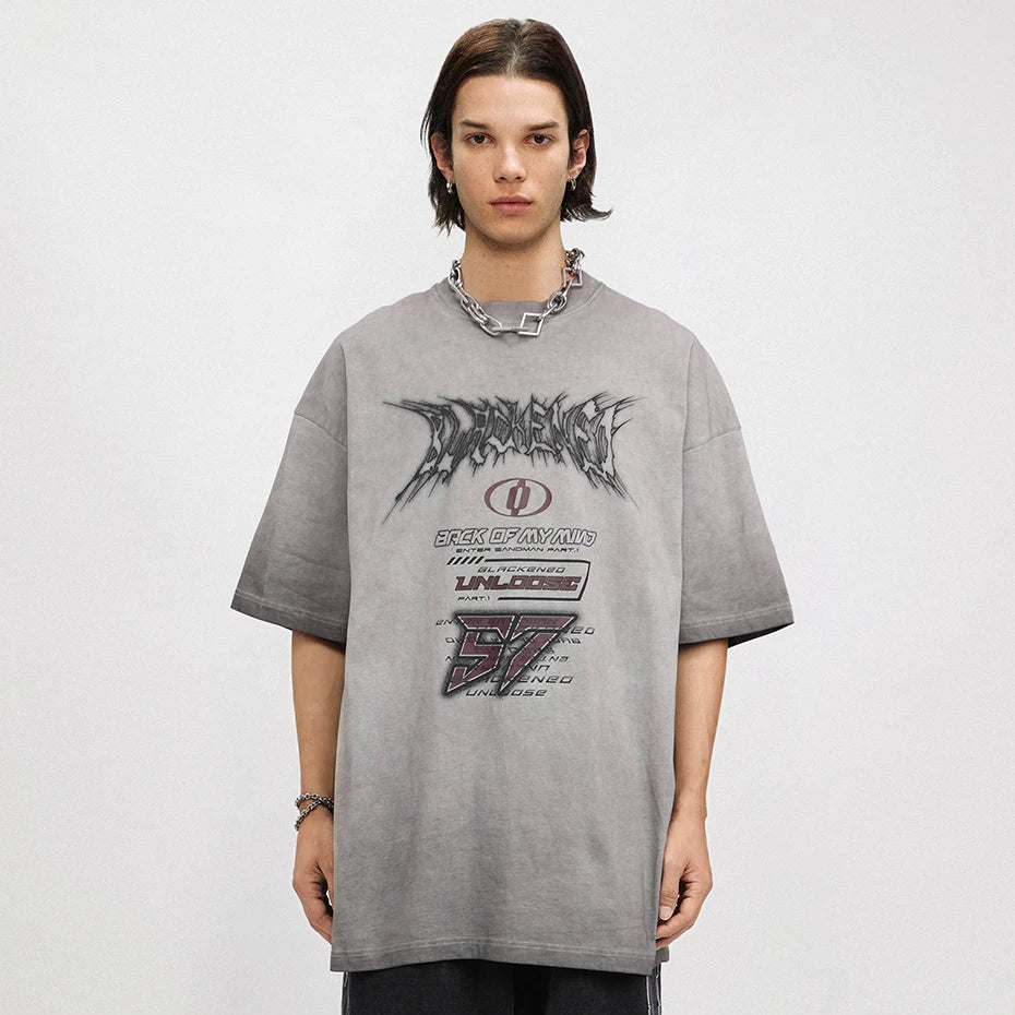 Washed Vintage T Shirts Summer Loose Short Sleeve Cotton Tee Tops Letter Printed Harajuku Oversized Hip Hop Streetwear T-shirt
