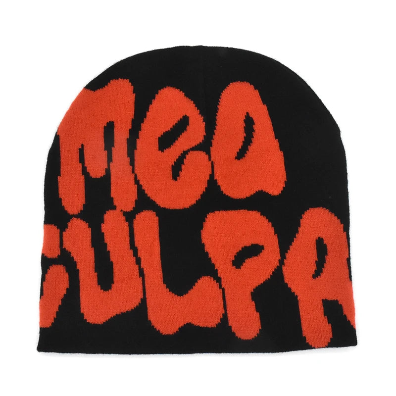 Mea Culpa Knitting Beanies Hat For Women Men Couple Y2K What's In Fashion Bonnet Kpop Wool Skullies Hoods Lady Caps Gorro шапка