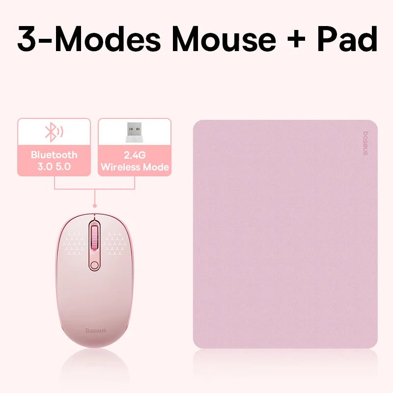 Baseus F01 Wireless Mouse Bluetooth 5.0 2.4G Ergonomic Mice for PC MacBook Tablet Laptop Computer Portable Office Gaming Mouse