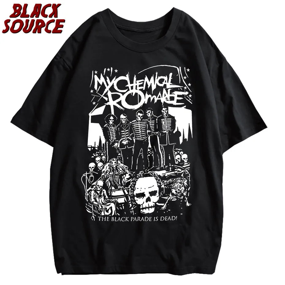 Oversized T Shirt My Chemical Romance Mcr Dead Women's T-Shirt Black Parade Punk Emo Rock Summer Fashion Top Female Clothing