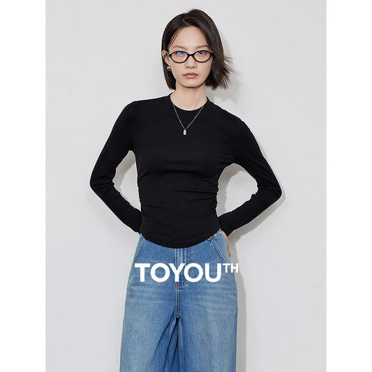 TOYOUTH Women Bottoming Shirts 2024 Winter New Long Sleeve Slim Fit Skinny Warm Basic Pullover Shirt Tops 3 Colors