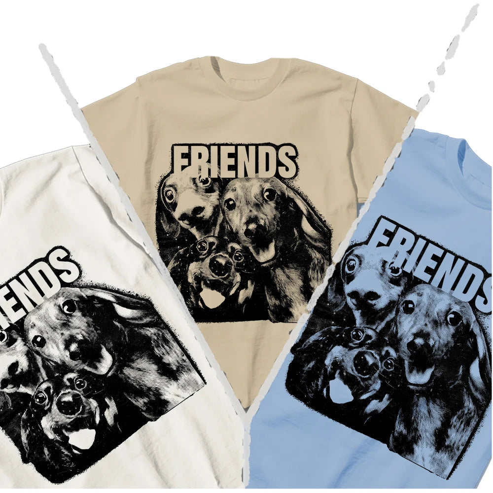 Coolmind U0064-T2 Funny Friends Dog Print Men T Shirt Cool Exclusive Graphic Men Tshirt Big Size Unisex Tee Shirts