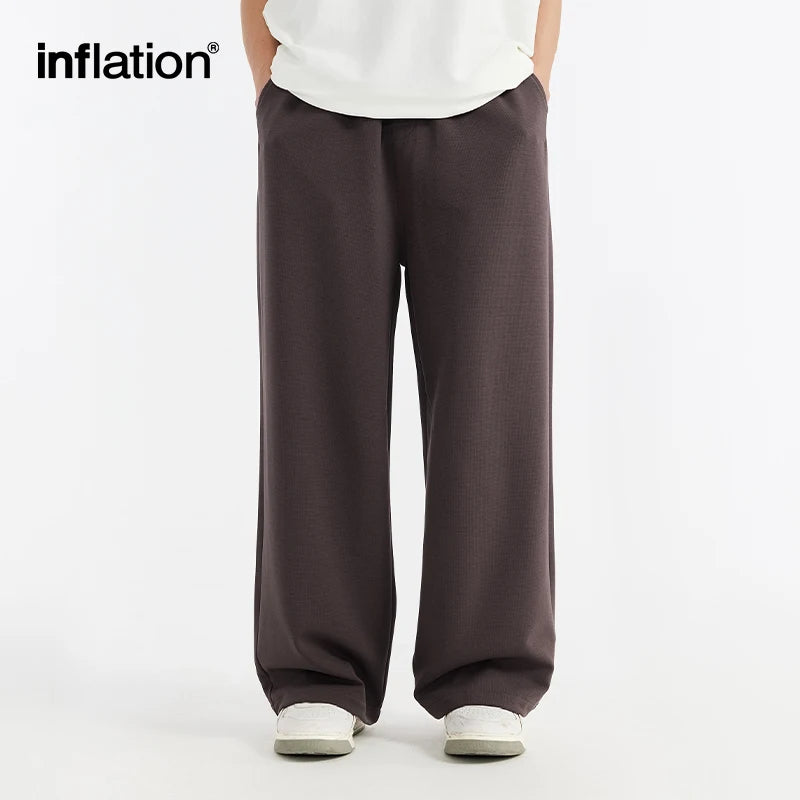 INFLATION Skin-friendly Sweatpants Unisex Cool Feeling Breathable Wide Leg Pants