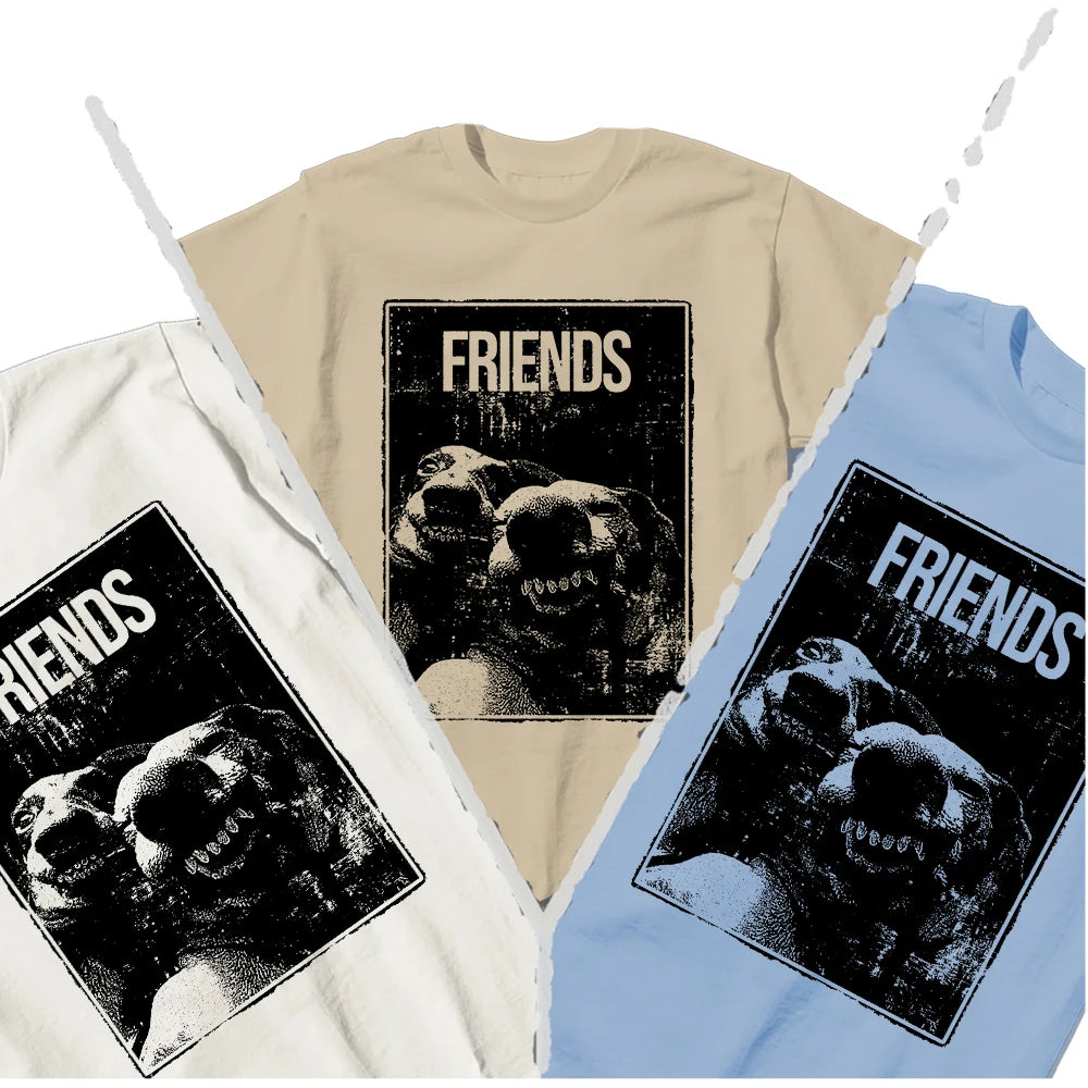 Coolmind U0106-T2 Funny Frined Dogs Print Men T Shirt Casual Streetwear Exclusive Graphic Men Tshirt Unisex Tee Shirts