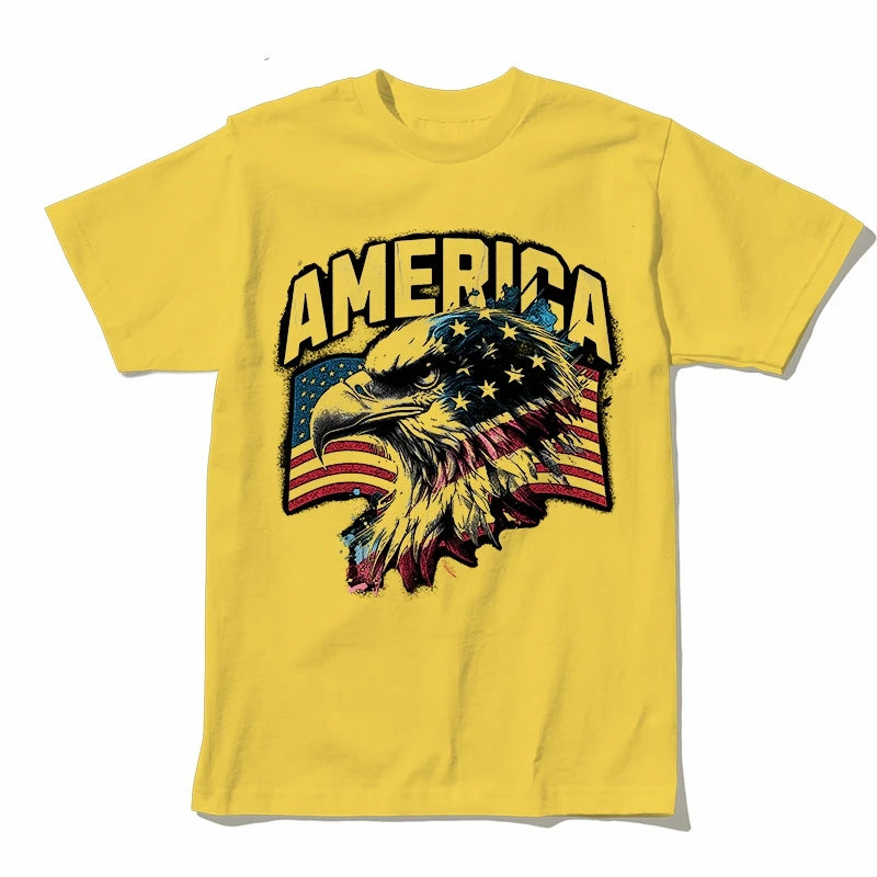 Coolmind U0030-T2 America Eagle Graphic Print Men T Shirt Casual 100% Cotton Funny Men Tshirt Big Size Tee Shrits Tops