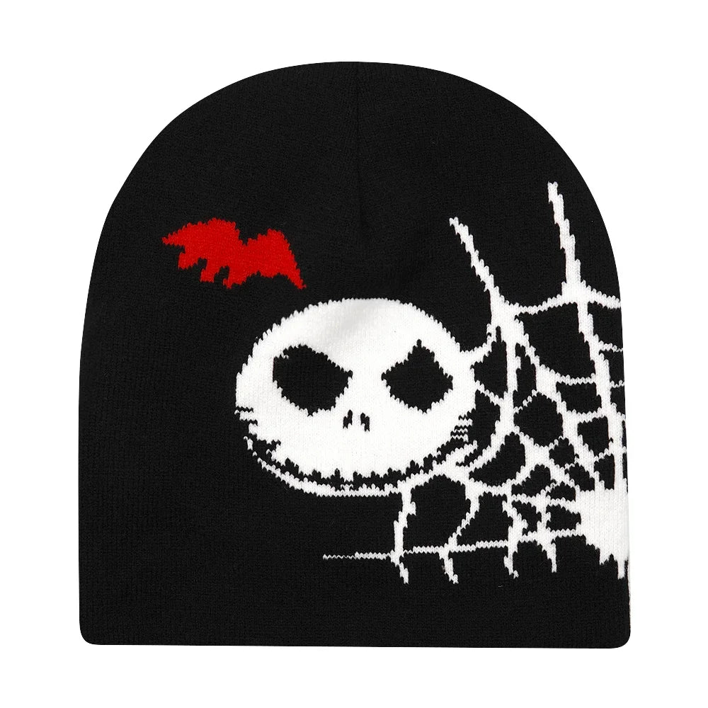 Beanies Fashion Skull Print Y2K Knitted Hats for Women Men Ear Protection Winter Autumn Windproof Keep Warm Gorras Hip Hop Cap