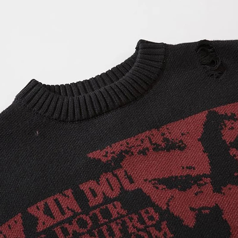 Dark Style Knitwear Sweater Men's Winter Clothes Pullover Jumper 2024 Y2k New Couple Sweaters  Gothic Vintage Streetwear Knit