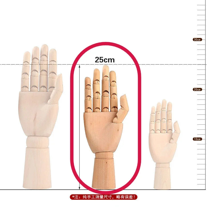 Wooden Hand Figurines Rotatable Joint Hand Model Drawing Sketch Mannequin Miniatures Office Home Desktop Room Decoration