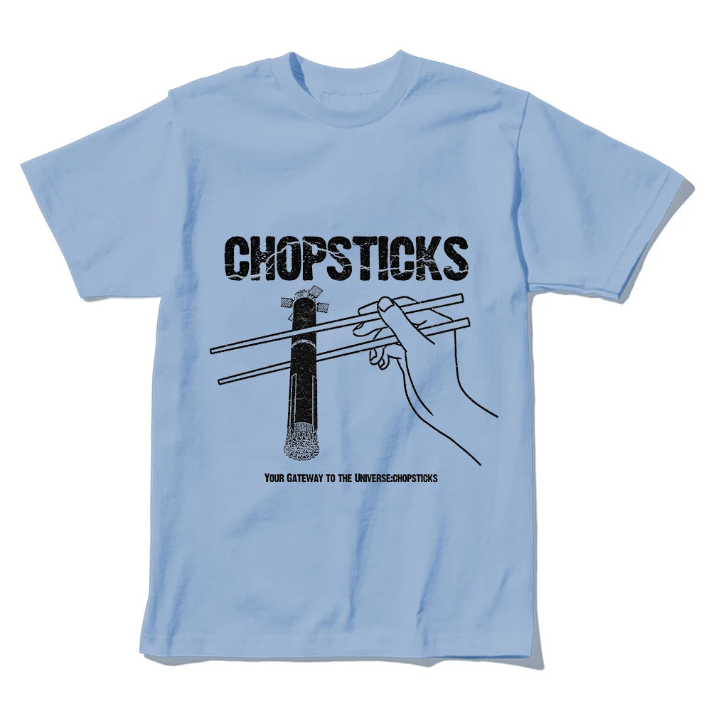 Coolmind U0163-T2  Funny Chopsticks Print Men T Shirt Casual Exclusive Graphic Men Tshirt O-Neck Big Size Unisex Tee Shirts