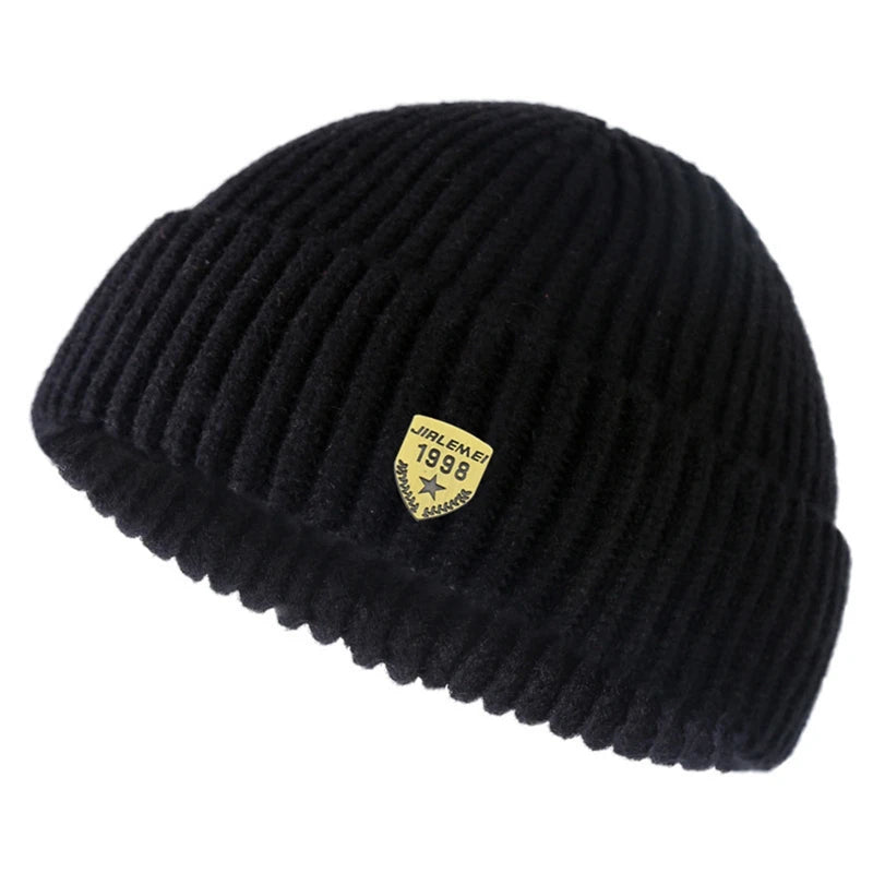 Men Skullcap Street Style Hip Hop Beanies Brimless Baggy Melon Cap Cuff Docker Fisherman Beanies Hats Winter Warm Knitted Bonnet