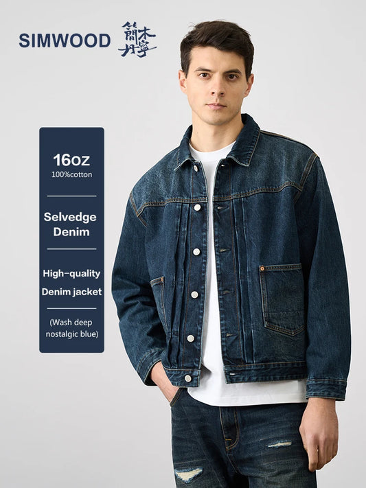 SIMWOOD High Standard Series 2024 Autumn New Regular Fit 16OZ Selvedge Denim Jackets Men Women High Quality Clothes