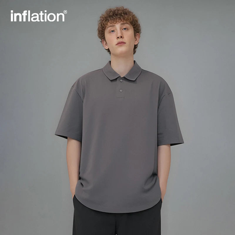 INFLATION UV Protection POLO Shirts Summer Cool Feeling Technical Fabric Oversized Tees