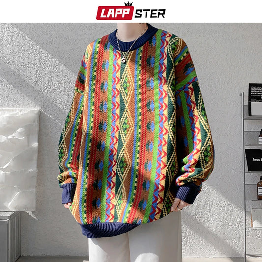 LAPPSTER Winter Korean Fashions Vintage Striped Sweaters Y2k Streetwear Oversized Pullovers Harajuku Luxury Designer Sweater