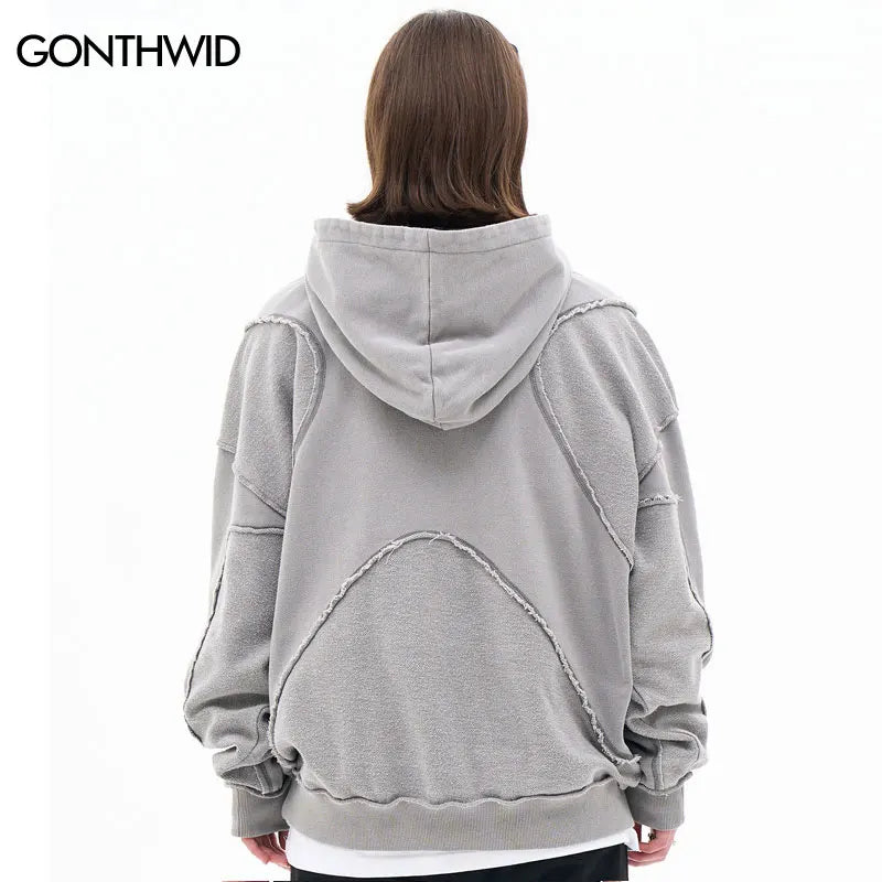 Vintage Hoodie Streetwear Hip Hop Embroidery Letter Washed Pullover Harajuku Punk Goth Cotton Hooded Sweatshirt 2024 Men Fashion