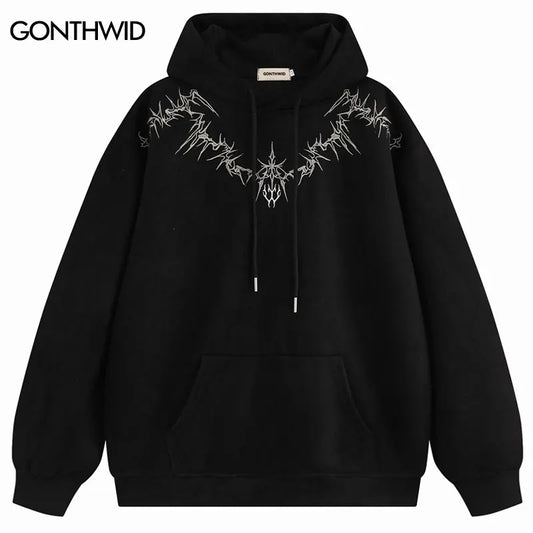 Harajuku Suede Hoodies Streetwear Vintage Embroidered Oversized Hooded Sweatshirt Y2K Men Hip Hop Casual Baggy Loose Pullover