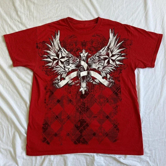 2000s Cyber Grunge Graphic T-shirt Y2K Star Skull Print Short Sleeve Tees Japanese Emo Vintage E girl Gothic T shirt Women Men