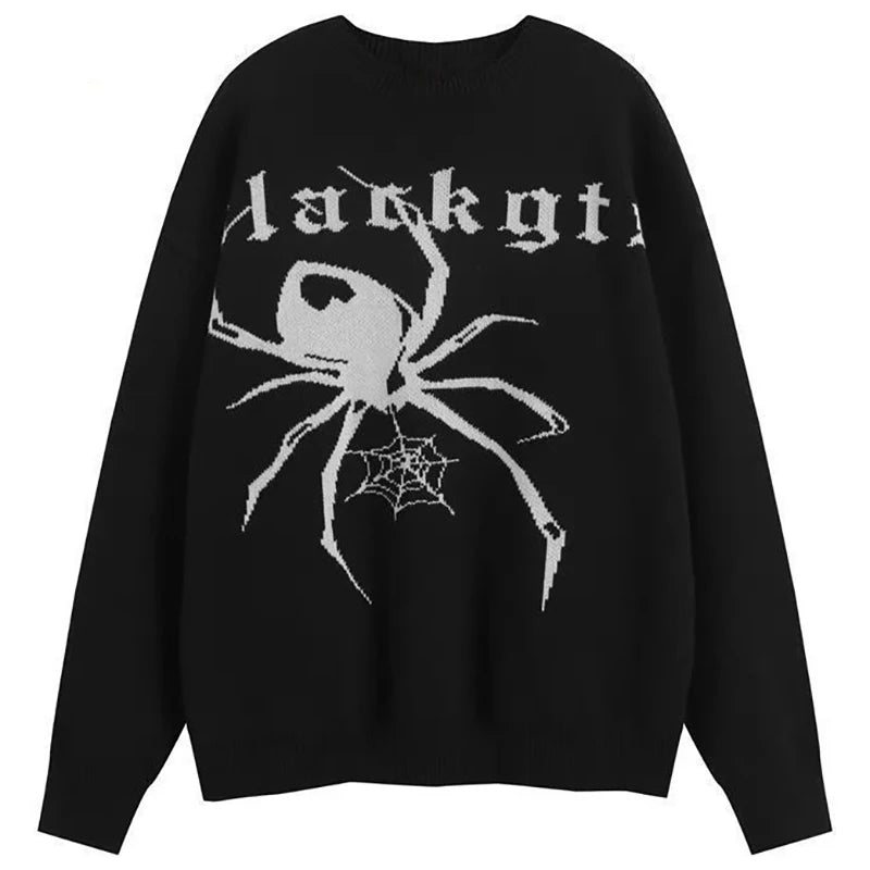 Spider Sweater Male Dark Style Vintage Knit Pullovers 2023 Winter American High Street Harajuku Women's Sweater Oversize Jumper