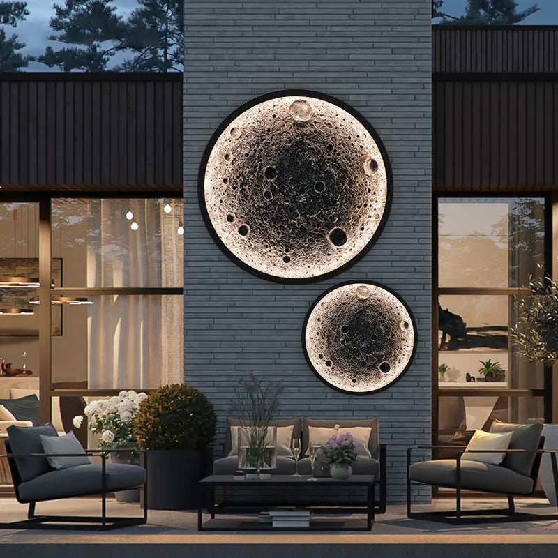 Modern Creative Embossed Moon LED Wall Lamp Outdoor IP65 Waterproof Lighting Garden Decoration Living Room Dining Room Sconce