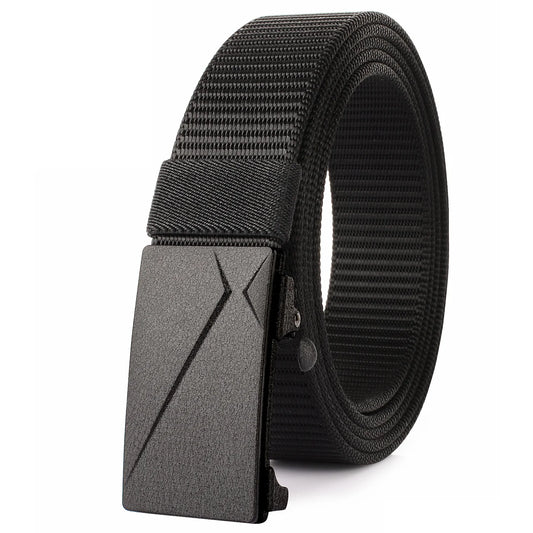 Drizzte Big&Tall Size 120cm to 190cm 47‘’ to 75''  Black Nylon Belt Automatic Ratchet Slide Web Belts Men Belt Leather