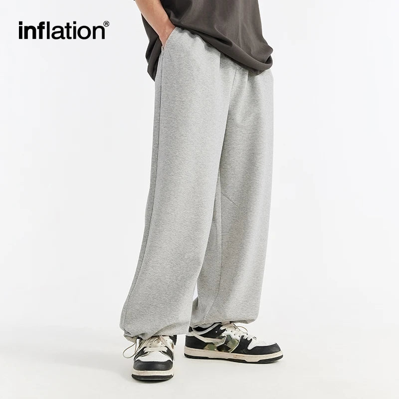 INFLATION Skin-friendly Sweatpants Unisex Cool Feeling Breathable Wide Leg Pants