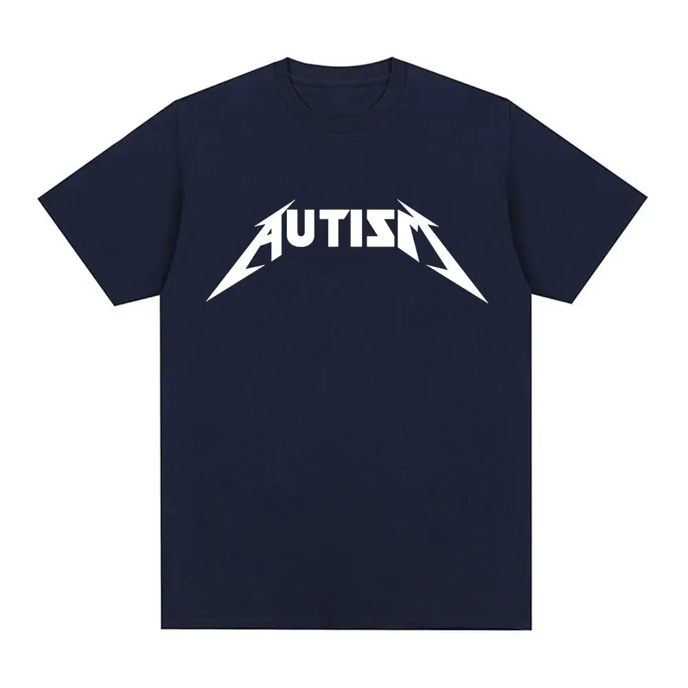 Autism Metal Rock Meme T-shirt Men Women Fashion Hip Hop Short Sleeve Oversized T-shirts Summer Sport Loose T Shirt Tops