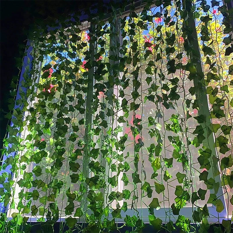 Artificial Green Ivy Leaf Rattan Creeper Leaves Vine Hanging Garland DIY Fake Flowers Plants for Garden Wedding Party Home Decor