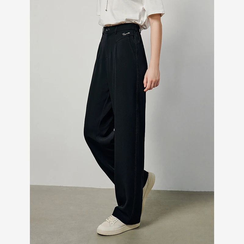 TOYOUTH Women Trouser 2024 Spring New Office Lady Long Trousers Solid Straight High Waist Pant Vestodo Female Pants