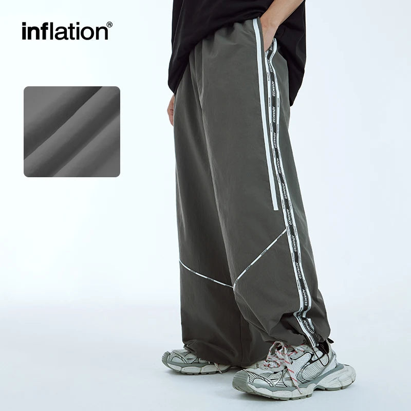 INFLATION Retro Side Splicing Track Pants Men Sportswear Wide Leg Pants