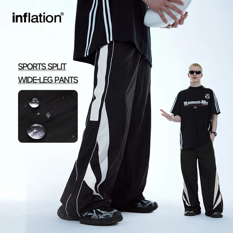 INFLATION Retro Patchwork Wide-leg Pants Trendy Water-Repellent Track Pants Sportswear