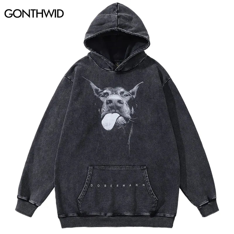 Hip Hop Dobermann Dog Animal Oversized Hoodies