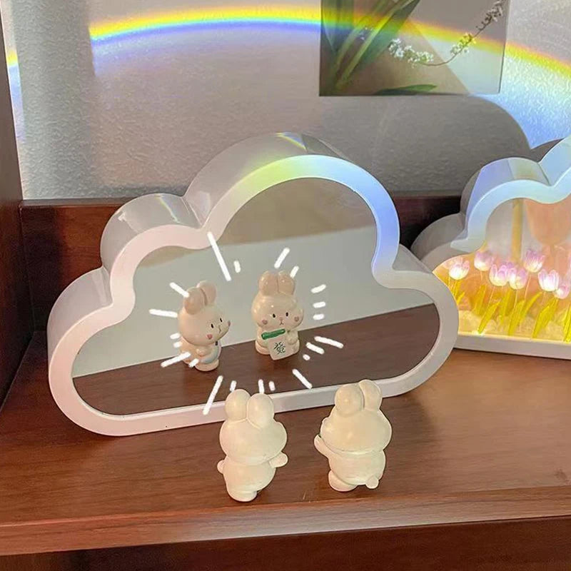 INS Handmade DIY Cloud Tulip Mirror Small Night Light INS Girl Heart Living Room Desktop Decoration Birthday Gift Holiday Gift