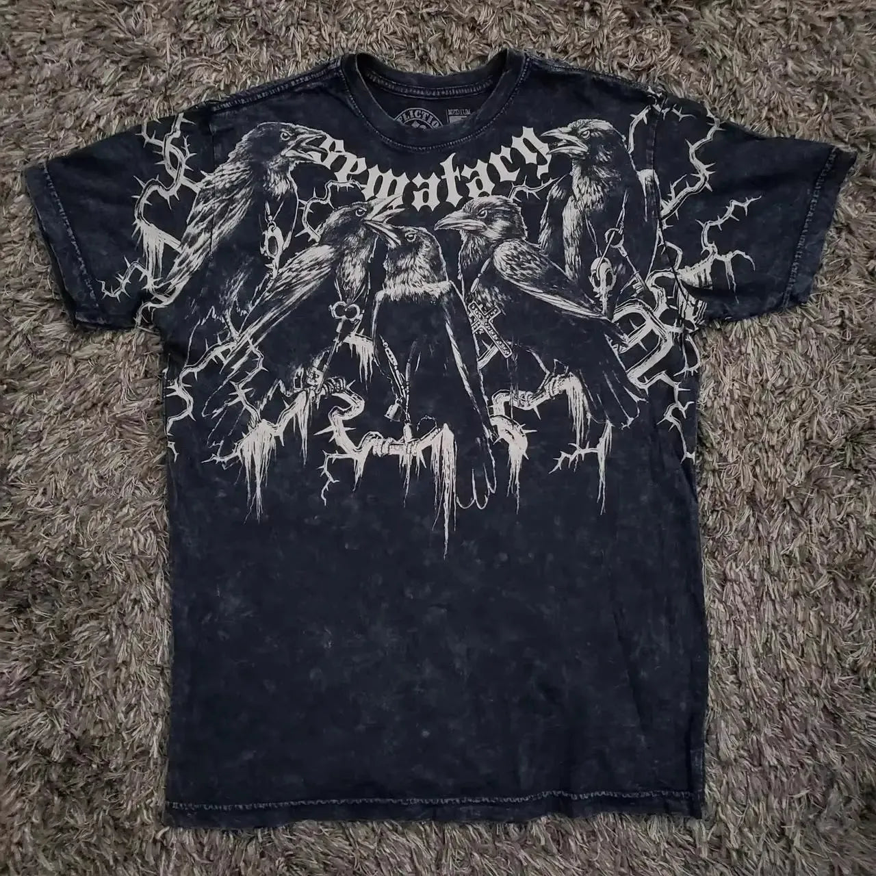 2000s Affliction Winter Long Sleeve T Shirt Hip Hop Crew Neck Oversized Sleeve Men Women Casual Gothic Clothing Tops Street Wear