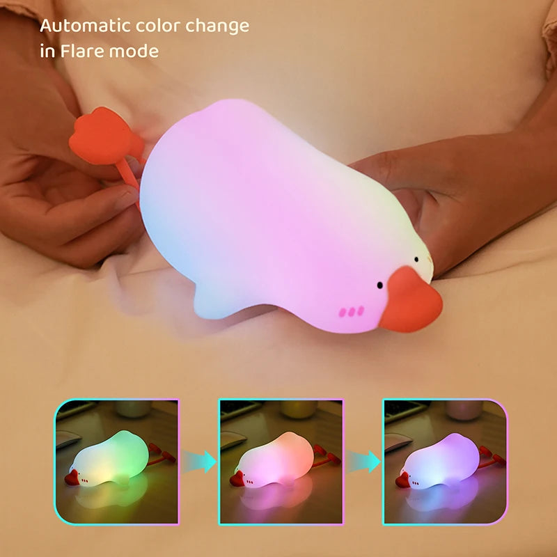 BANDIAN LED Cute Children Night Light Rechargeable Silicone Duck Lamp Child Holiday Gift Sleeping Creative Desktop Decor Lamp