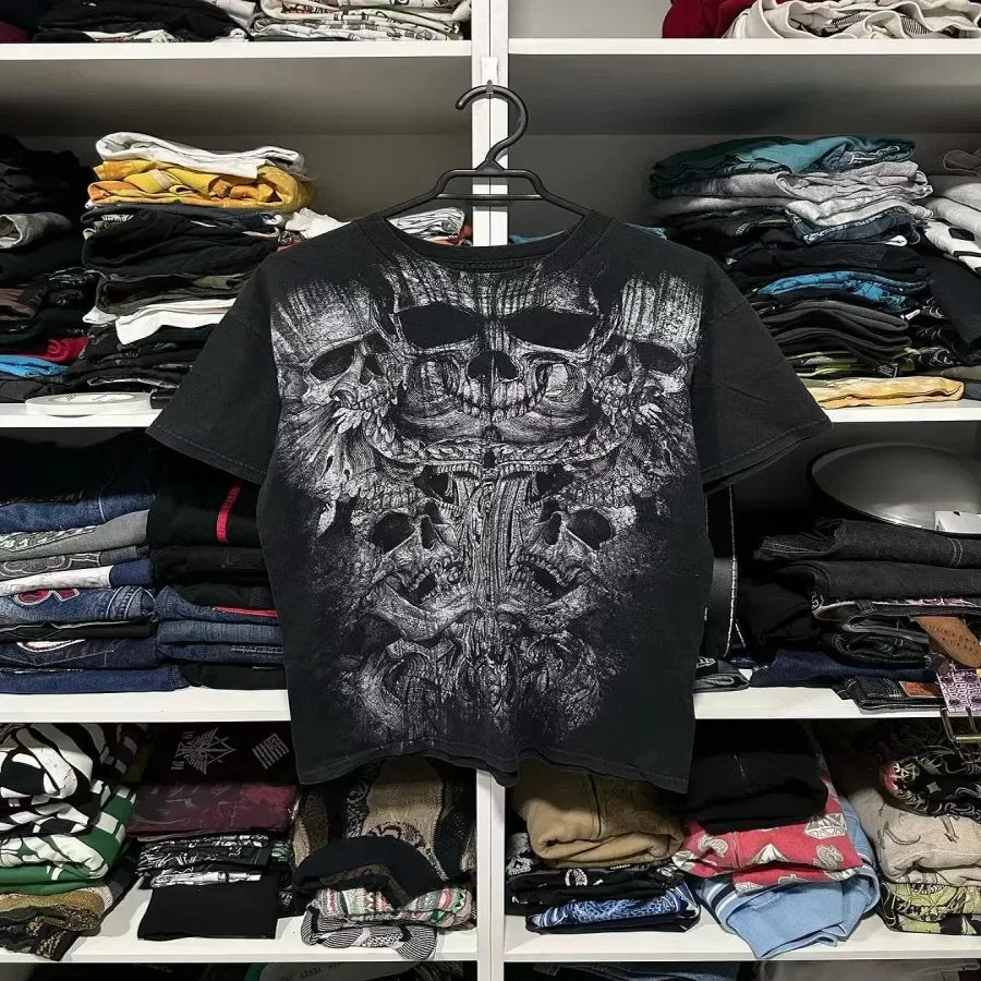 Affliction Long sleeved T shirt Y2K New Hip Hop Round Neck Oversized T shirt Mens Womens Casual Gothic Clothing Tops Streetwear