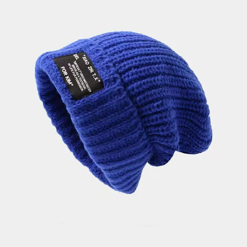 Big Head Circumference, Thick Woolen Hat, Women's Autumn and Winter Loose Warm Pile Cold Hat, Big Face, Small Face, Knitted