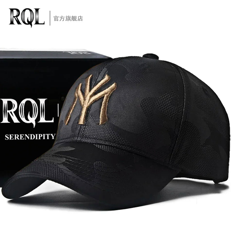 Men's Black Baseball Cap Embroidery Totem Military Camouflage Trucker Hat New Hip Hop Luxury Summer Sun Male  Sport Mesh Brand